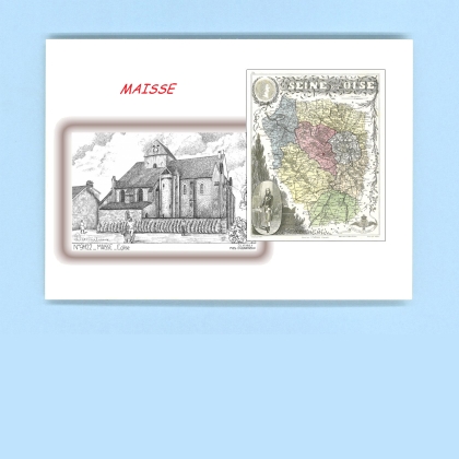 Cartes Postales impression Noir avec dpartement sur la ville de MAISSE Titre : eglise