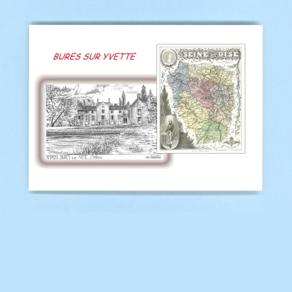 Cartes Postales impression Noir avec dpartement sur la ville de BURES SUR YVETTE Titre : chateau