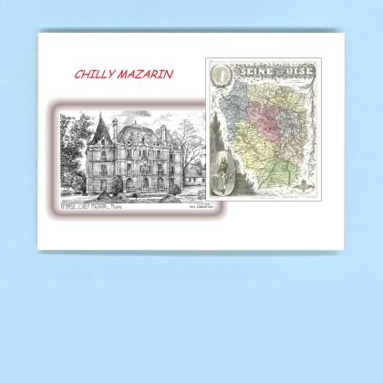 Cartes Postales impression Noir avec dpartement sur la ville de CHILLY MAZARIN Titre : ancienne mairie