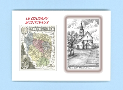 Cartes Postales impression Noir avec dpartement sur la ville de LE COUDRAY MONTCEAUX Titre : eglise de montceaux
