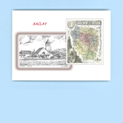Cartes Postales impression Noir avec dpartement sur la ville de SACLAY Titre : vue