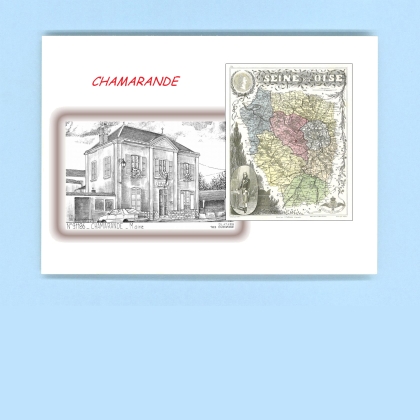 Cartes Postales impression Noir avec dpartement sur la ville de CHAMARANDE Titre : mairie