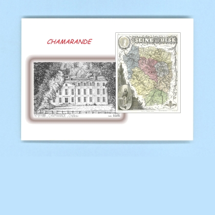 Cartes Postales impression Noir avec dpartement sur la ville de CHAMARANDE Titre : chateau
