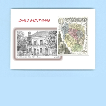 Cartes Postales impression Noir avec dpartement sur la ville de CHALO ST MARS Titre : ancienne mairie