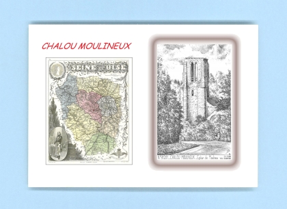 Cartes Postales impression Noir avec dpartement sur la ville de CHALOU MOULINEUX Titre : eglise de moulineux