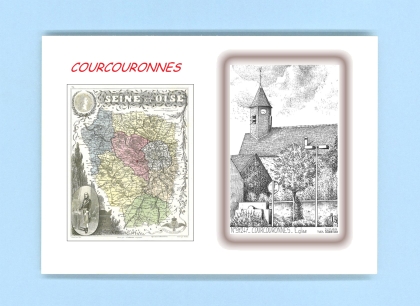 Cartes Postales impression Noir avec dpartement sur la ville de COURCOURONNES Titre : eglise