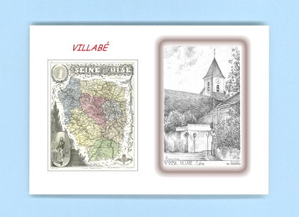 Cartes Postales impression Noir avec dpartement sur la ville de VILLABE Titre : eglise