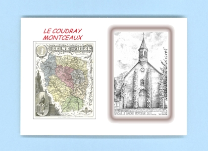 Cartes Postales impression Noir avec dpartement sur la ville de LE COUDRAY MONTCEAUX Titre : eglise de le coudray