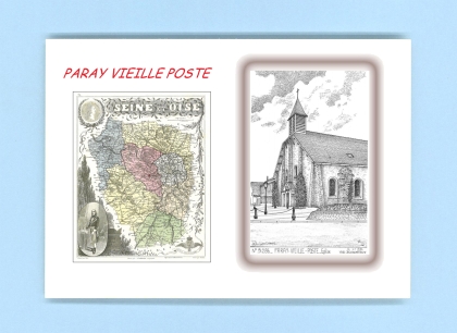 Cartes Postales impression Noir avec dpartement sur la ville de PARAY VIEILLE POSTE Titre : eglise