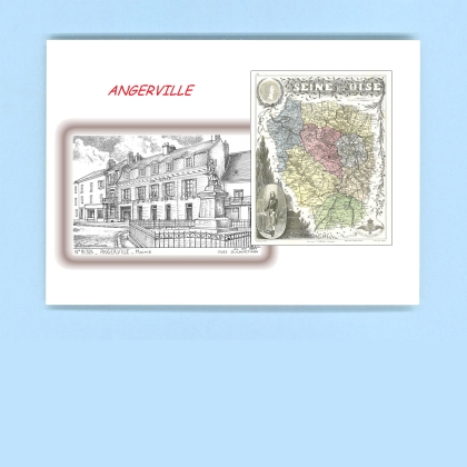 Cartes Postales impression Noir avec dpartement sur la ville de ANGERVILLE Titre : mairie