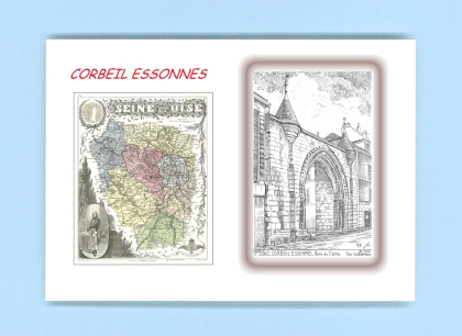 Cartes Postales impression Noir avec dpartement sur la ville de CORBEIL ESSONNES Titre : porte du cloitre