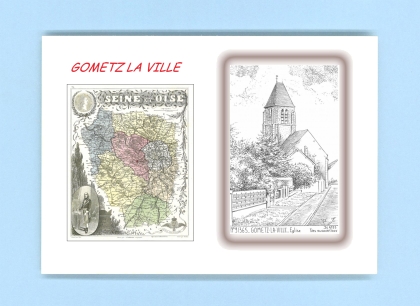 Cartes Postales impression Noir avec dpartement sur la ville de GOMETZ LA VILLE Titre : eglise