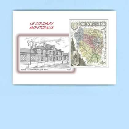 Cartes Postales impression Noir avec dpartement sur la ville de LE COUDRAY MONTCEAUX Titre : mairie