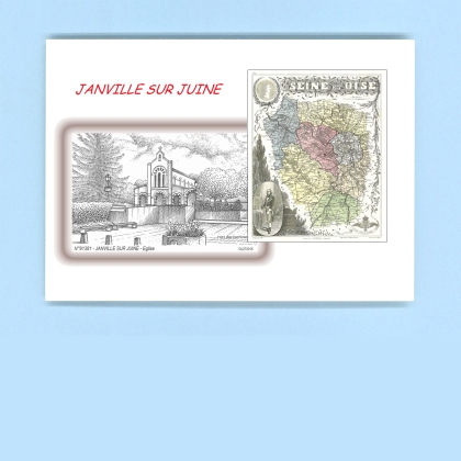 Cartes Postales impression Noir avec dpartement sur la ville de JANVILLE SUR JUINE Titre : eglise