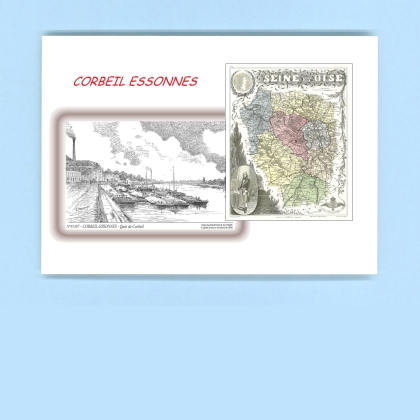 Cartes Postales impression Noir avec dpartement sur la ville de CORBEIL ESSONNES Titre : quai de corbeil