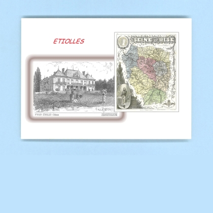 Cartes Postales impression Noir avec dpartement sur la ville de ETIOLLES Titre : chateau