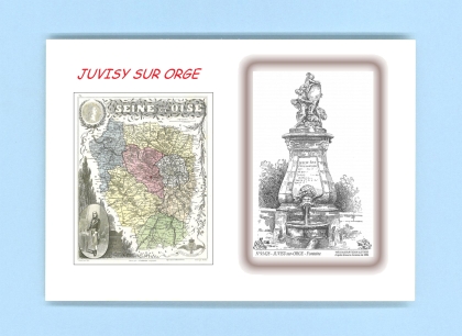 Cartes Postales impression Noir avec dpartement sur la ville de JUVISY SUR ORGE Titre : fontaine