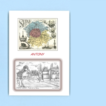 Cartes Postales impression Noir avec dpartement sur la ville de ANTONY Titre : moulin de la bievre