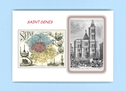 Cartes Postales impression Noir avec dpartement sur la ville de ST DENIS Titre : eglise canoniale