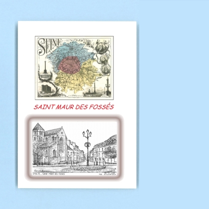 Cartes Postales impression Noir avec dpartement sur la ville de ST MAUR DES FOSSES Titre : vue