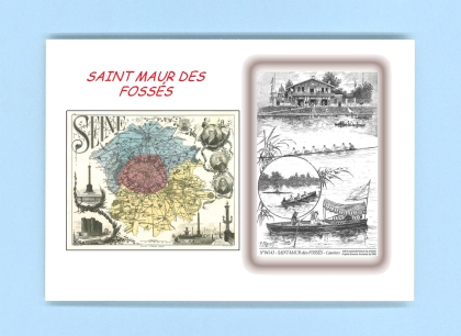 Cartes Postales impression Noir avec dpartement sur la ville de ST MAUR DES FOSSES Titre : canotiers