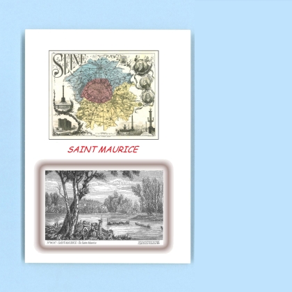 Cartes Postales impression Noir avec dpartement sur la ville de ST MAURICE Titre : ile st maurice