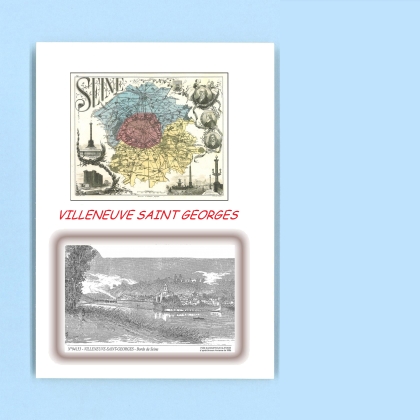 Cartes Postales impression Noir avec dpartement sur la ville de VILLENEUVE ST GEORGES Titre : bords de seine