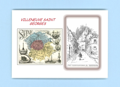 Cartes Postales impression Noir avec dpartement sur la ville de VILLENEUVE ST GEORGES Titre : rue du moutiet