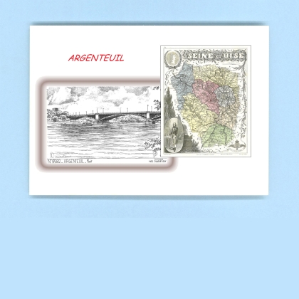 Cartes Postales impression Noir avec dpartement sur la ville de ARGENTEUIL Titre : pont