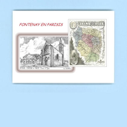 Cartes Postales impression Noir avec dpartement sur la ville de FONTENAY EN PARISIS Titre : mairie et eglise