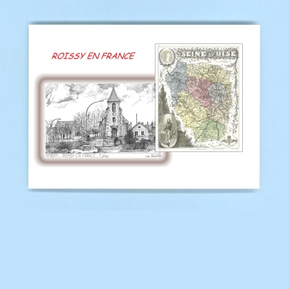 Cartes Postales impression Noir avec dpartement sur la ville de ROISSY EN FRANCE Titre : eglise
