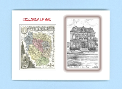 Cartes Postales impression Noir avec dpartement sur la ville de VILLIERS LE BEL Titre : mairie