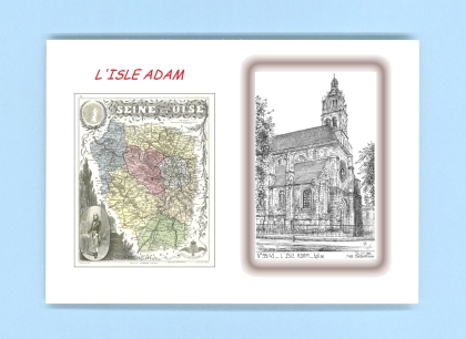 Cartes Postales impression Noir avec dpartement sur la ville de L ISLE ADAM Titre : eglise