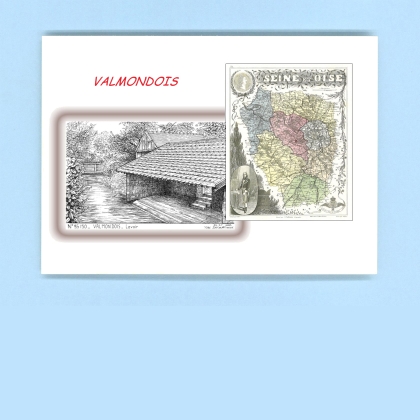 Cartes Postales impression Noir avec dpartement sur la ville de VALMONDOIS Titre : lavoir