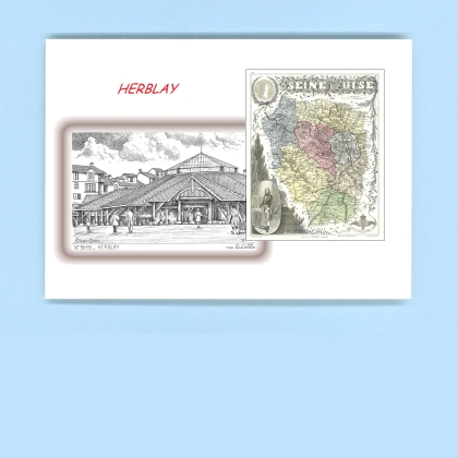 Cartes Postales impression Noir avec dpartement sur la ville de HERBLAY Titre : vue