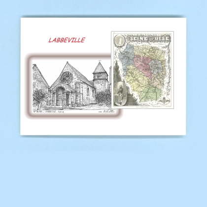 Cartes Postales impression Noir avec dpartement sur la ville de LABBEVILLE Titre : eglise