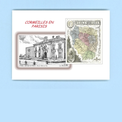 Cartes Postales impression Noir avec dpartement sur la ville de CORMEILLES EN PARISIS Titre : ancien hotel de ville