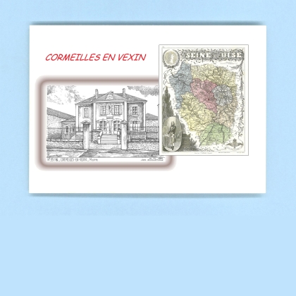 Cartes Postales impression Noir avec dpartement sur la ville de CORMEILLES EN VEXIN Titre : mairie