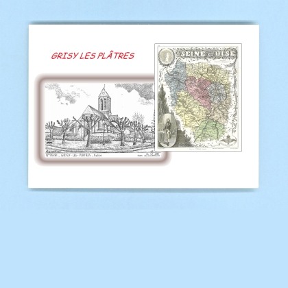 Cartes Postales impression Noir avec dpartement sur la ville de GRISY LES PLATRES Titre : eglise