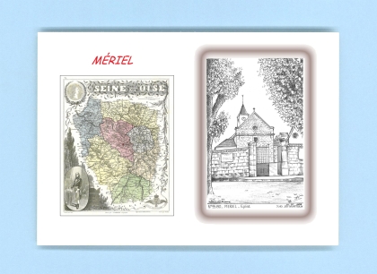 Cartes Postales impression Noir avec dpartement sur la ville de MERIEL Titre : eglise