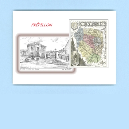 Cartes Postales impression Noir avec dpartement sur la ville de FREPILLON Titre : mairie