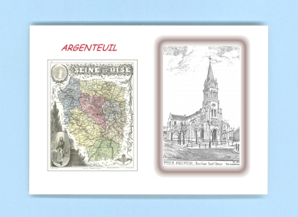 Cartes Postales impression Noir avec dpartement sur la ville de ARGENTEUIL Titre : basilique st denys