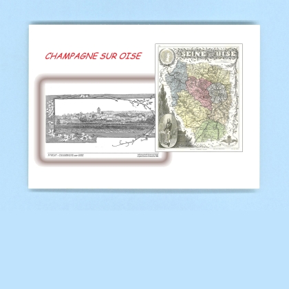 Cartes Postales impression Noir avec dpartement sur la ville de CHAMPAGNE SUR OISE Titre : vue