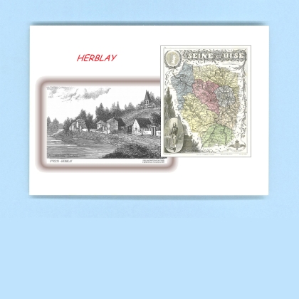Cartes Postales impression Noir avec dpartement sur la ville de HERBLAY Titre : vue