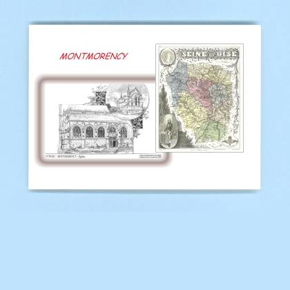 Cartes Postales impression Noir avec dpartement sur la ville de MONTMORENCY Titre : eglise