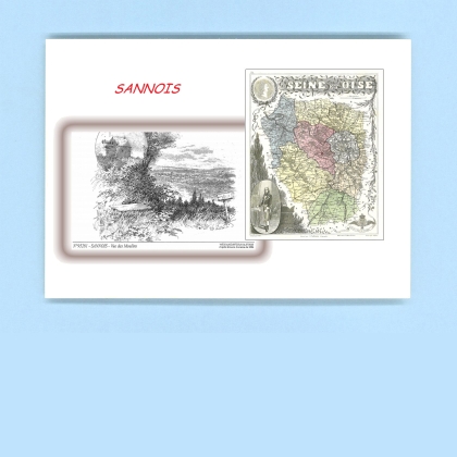 Cartes Postales impression Noir avec dpartement sur la ville de SANNOIS Titre : vue des moulins