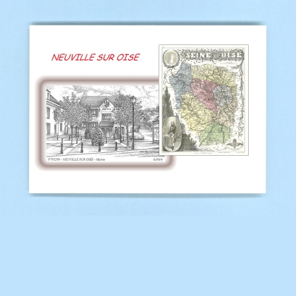 Cartes Postales impression Noir avec dpartement sur la ville de NEUVILLE SUR OISE Titre : mairie