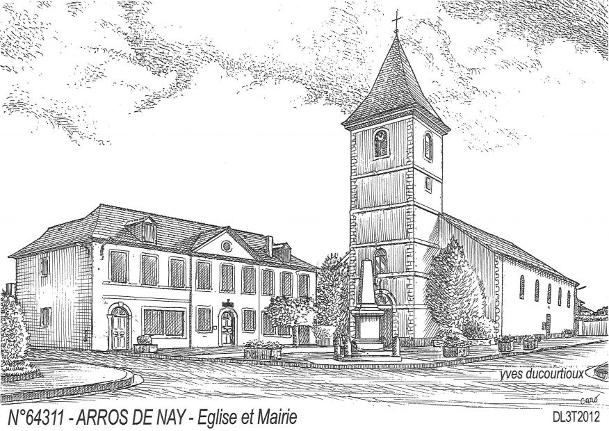 N 64311 - ARROS DE NAY - �glise et mairie
