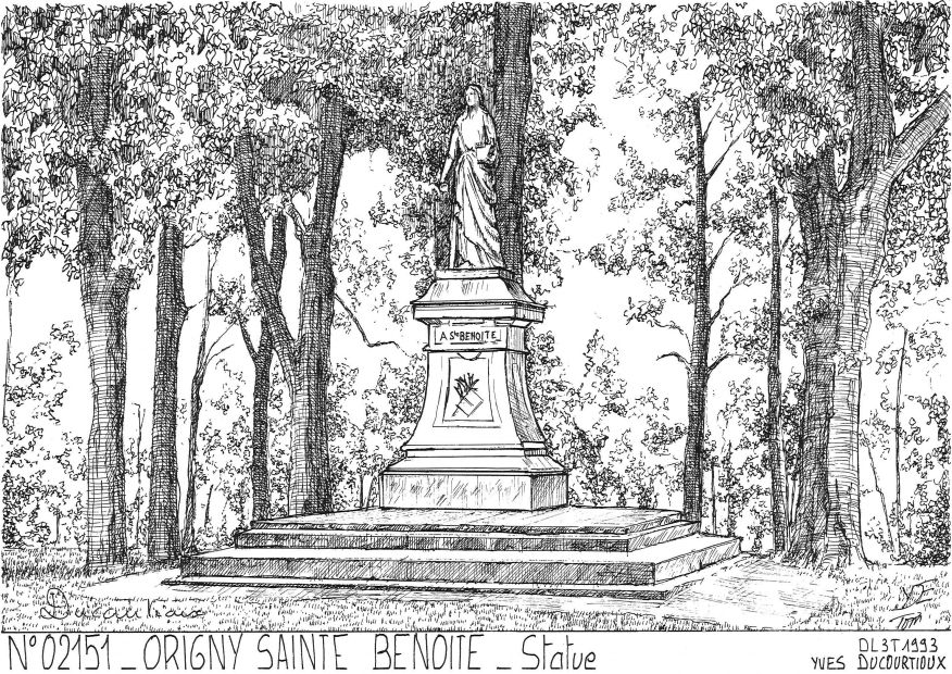 Cartes postales ORIGNY STE BENOITE - statue