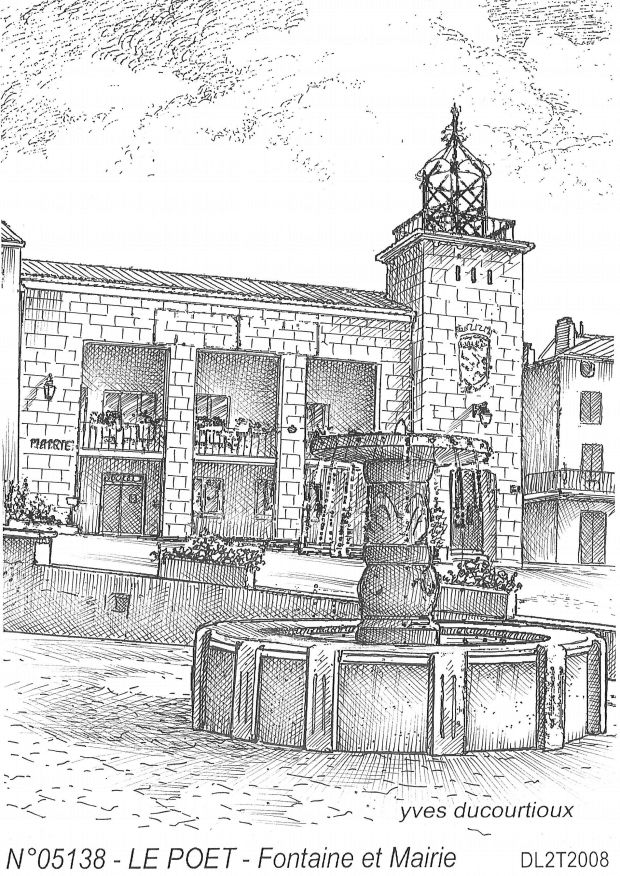 Souvenirs LE POET - fontaine et mairie
